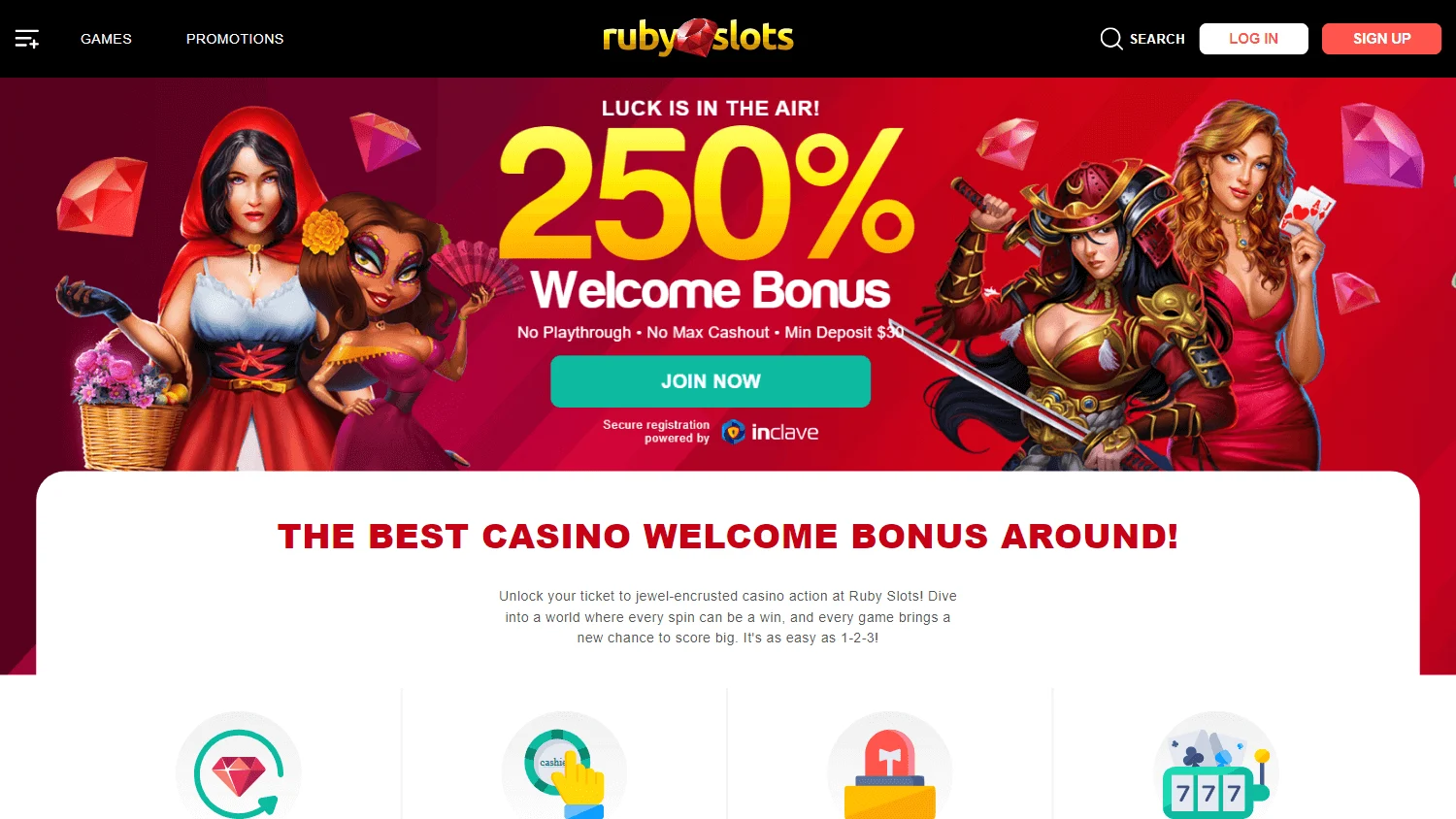 Ruby Slots Casino promotions area on desktop